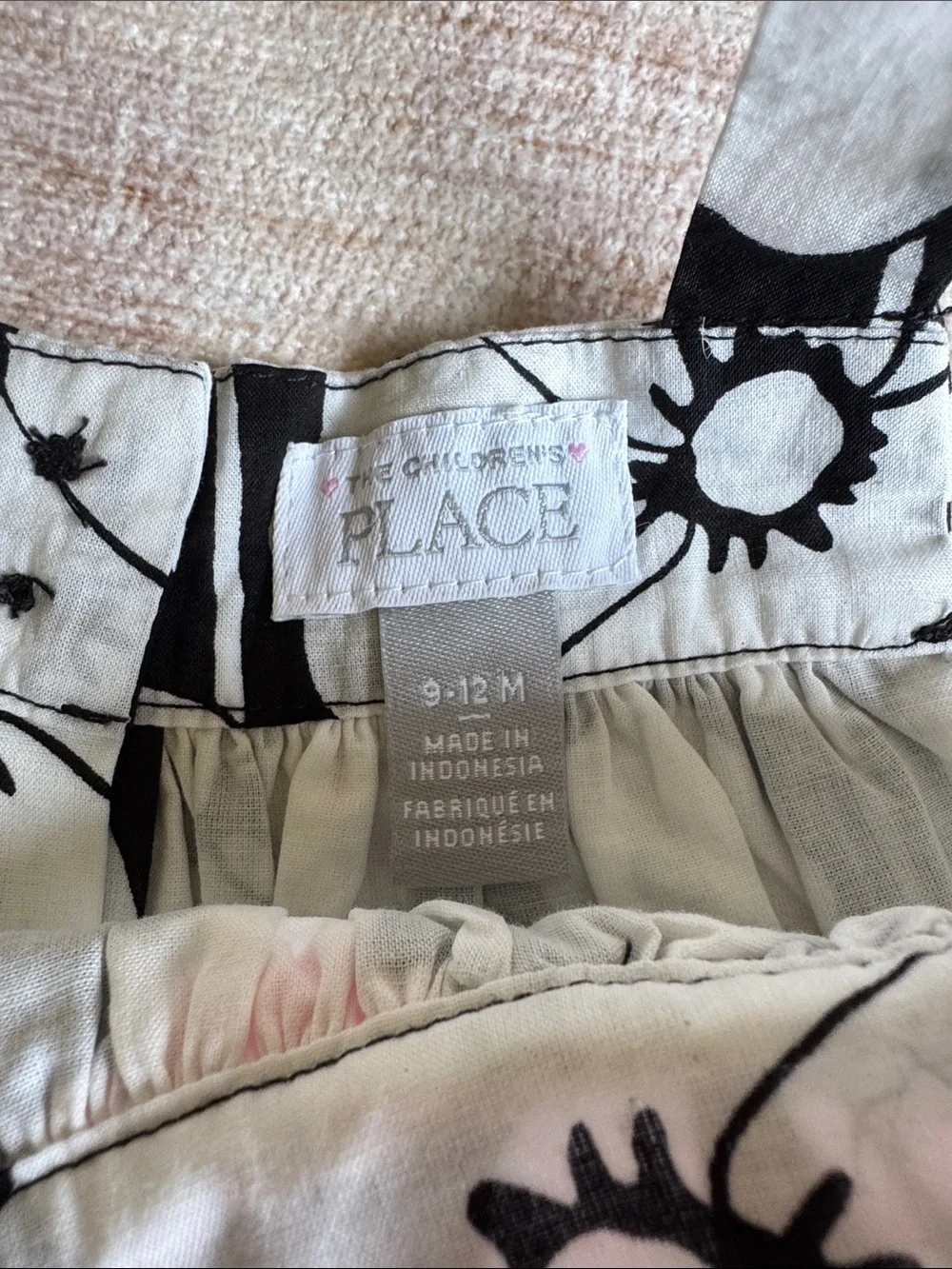 The Children's Place Black and White Floral Sundress with Pink Accents 9-12M